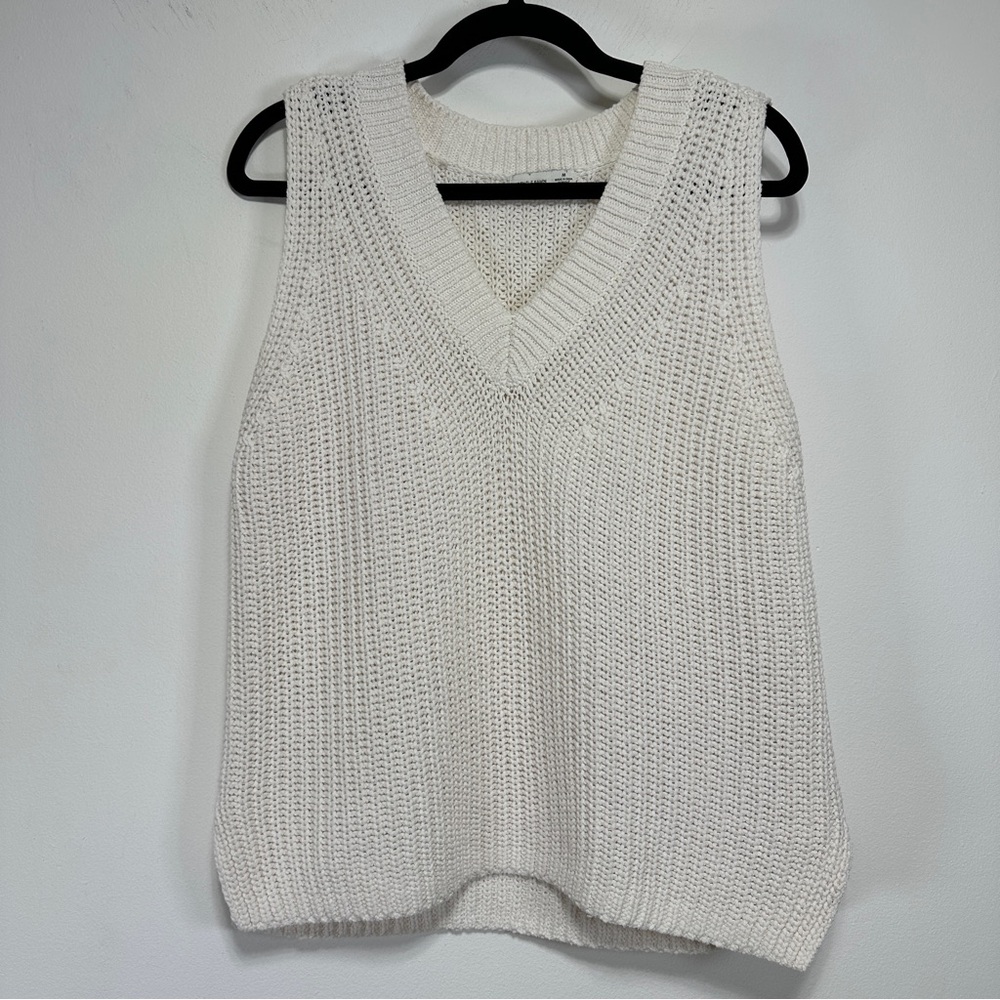Gentle Fawn Knit Sweater Vest Off White Cotton Blend Size M/L